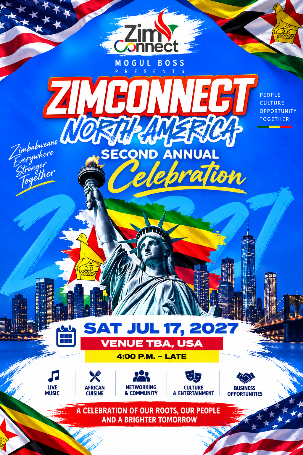 ZimConnect North America
Second Annual Event poster — Zimbabwean event Edmonton 2027