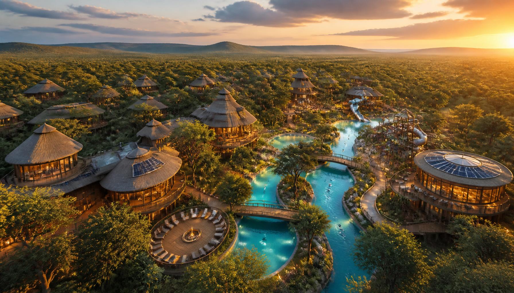 Chesa Resort, Mt Darwin — futuristic eco-resort aerial view